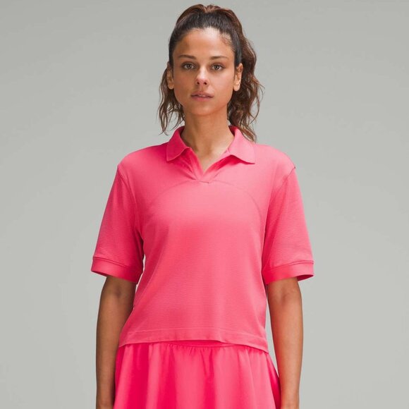 lululemon Swiftly Tech Relaxed-Fit Polo Shirt Lip Gloss Size 2 - Picture 4 of 5